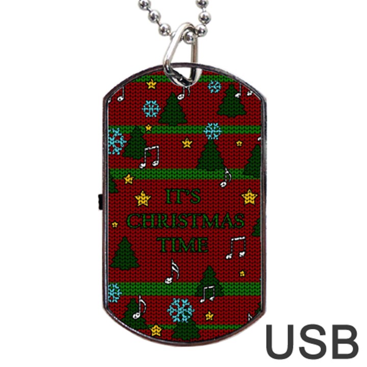 Ugly Christmas Sweater Dog Tag USB Flash (One Side)