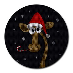 Christmas Giraffe  Round Mousepads