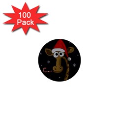 Christmas Giraffe  1  Mini Buttons (100 pack) 