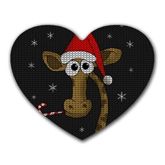 Christmas Giraffe  Heart Mousepads