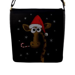 Christmas Giraffe  Flap Messenger Bag (l)  by Valentinaart