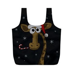 Christmas Giraffe  Full Print Recycle Bags (M) 