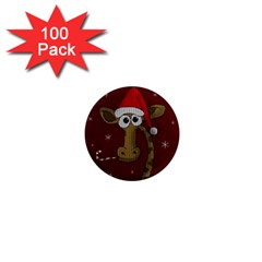 Christmas Giraffe  1  Mini Magnets (100 Pack)  by Valentinaart
