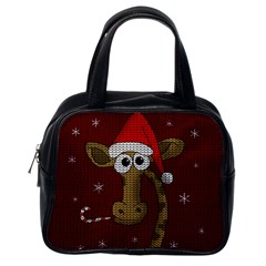 Christmas Giraffe  Classic Handbags (one Side) by Valentinaart