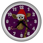 Christmas Giraffe  Wall Clocks (Silver)  Front