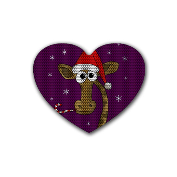 Christmas Giraffe  Rubber Coaster (Heart) 