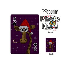 Christmas Giraffe  Playing Cards 54 (mini)  by Valentinaart