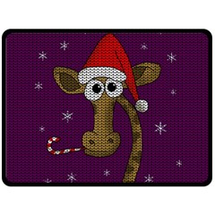 Christmas Giraffe  Double Sided Fleece Blanket (large)  by Valentinaart