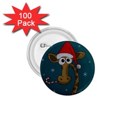 Christmas Giraffe  1 75  Buttons (100 Pack)  by Valentinaart