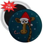 Christmas Giraffe  3  Magnets (10 pack)  Front
