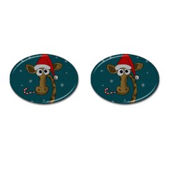 Christmas Giraffe  Cufflinks (oval)