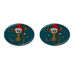 Christmas Giraffe  Cufflinks (Oval) Front(Pair)