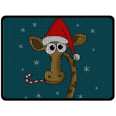 Christmas Giraffe  Double Sided Fleece Blanket (large)  by Valentinaart