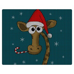 Christmas Giraffe  Double Sided Flano Blanket (medium)  by Valentinaart