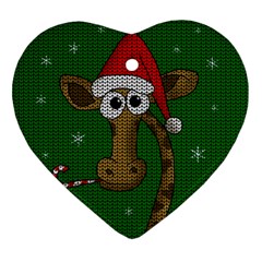 Christmas Giraffe  Ornament (heart) by Valentinaart