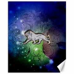 Wonderful Lion Silhouette On Dark Colorful Background Canvas 11  X 14   by FantasyWorld7