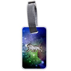 Wonderful Lion Silhouette On Dark Colorful Background Luggage Tags (one Side)  by FantasyWorld7