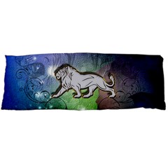Wonderful Lion Silhouette On Dark Colorful Background Body Pillow Case (dakimakura) by FantasyWorld7