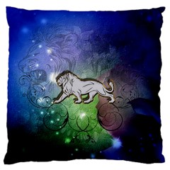 Wonderful Lion Silhouette On Dark Colorful Background Standard Flano Cushion Case (one Side) by FantasyWorld7