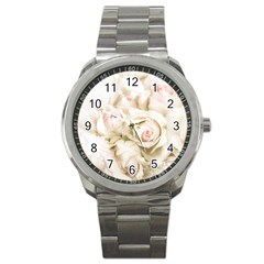 Pastel Roses Antique Vintage Sport Metal Watch by Celenk