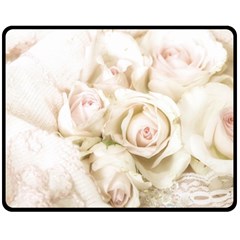 Pastel Roses Antique Vintage Double Sided Fleece Blanket (medium)  by Celenk