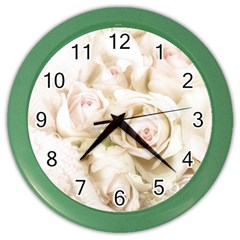Pastel Roses Antique Vintage Color Wall Clocks by Celenk