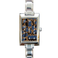 Superfiction Object Blue Black Brown Pattern Rectangle Italian Charm Watch by Mariart