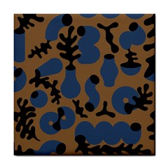 Superfiction Object Blue Black Brown Pattern Tile Coasters