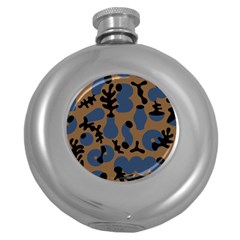 Superfiction Object Blue Black Brown Pattern Round Hip Flask (5 Oz)