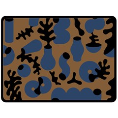 Superfiction Object Blue Black Brown Pattern Fleece Blanket (large) 