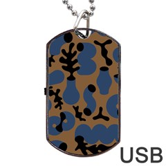 Superfiction Object Blue Black Brown Pattern Dog Tag Usb Flash (two Sides) by Mariart