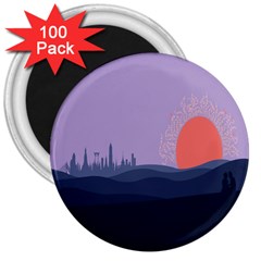 Wedding Lavender Moon Romantic Natural 3  Magnets (100 Pack)