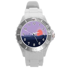 Wedding Lavender Moon Romantic Natural Round Plastic Sport Watch (l) by Mariart