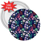 Seahorses Jellyfish Seaworld Sea  Beach Swiim 3  Buttons (100 pack)  Front