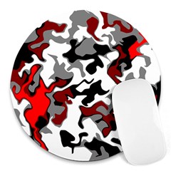 Vector Red Black White Camo Advance Round Mousepads by Mariart