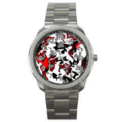 Vector Red Black White Camo Advance Sport Metal Watch by Mariart