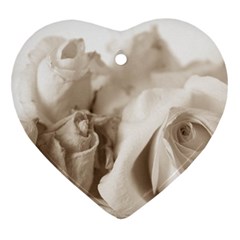 Vintage Rose Shabby Chic Background Ornament (heart)