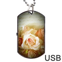 Roses Vintage Playful Romantic Dog Tag Usb Flash (one Side) by Celenk