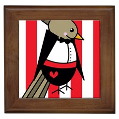 Bird Cute Design Cartoon Drawing Framed Tiles by Celenk