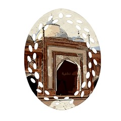 Agra Taj Mahal India Palace Oval Filigree Ornament (two Sides) by Celenk