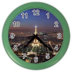 Paris At Night Color Wall Clocks by Celenk