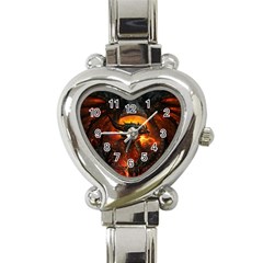 Dragon Legend Art Fire Digital Fantasy Heart Italian Charm Watch by Celenk