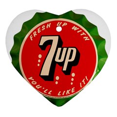 Fresh Up With  7 Up Bottle Cap Tin Metal Ornament (heart)