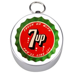 Fresh Up With  7 Up Bottle Cap Tin Metal Silver Compasses by Celenk