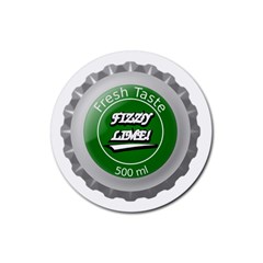 Fresh Taste Fizzy Lime Bottle Cap Rubber Coaster (round)  by Celenk