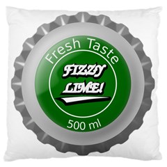 Fresh Taste Fizzy Lime Bottle Cap Large Cushion Case (two Sides) by Celenk