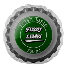 Fresh Taste Fizzy Lime Bottle Cap Large 18  Premium Round Cushions by Celenk