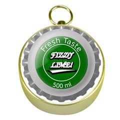 Fresh Taste Fizzy Lime Bottle Cap Gold Compasses by Celenk