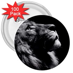 Male Lion Face 3  Buttons (100 Pack)  by Celenk