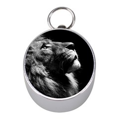 Male Lion Face Mini Silver Compasses by Celenk